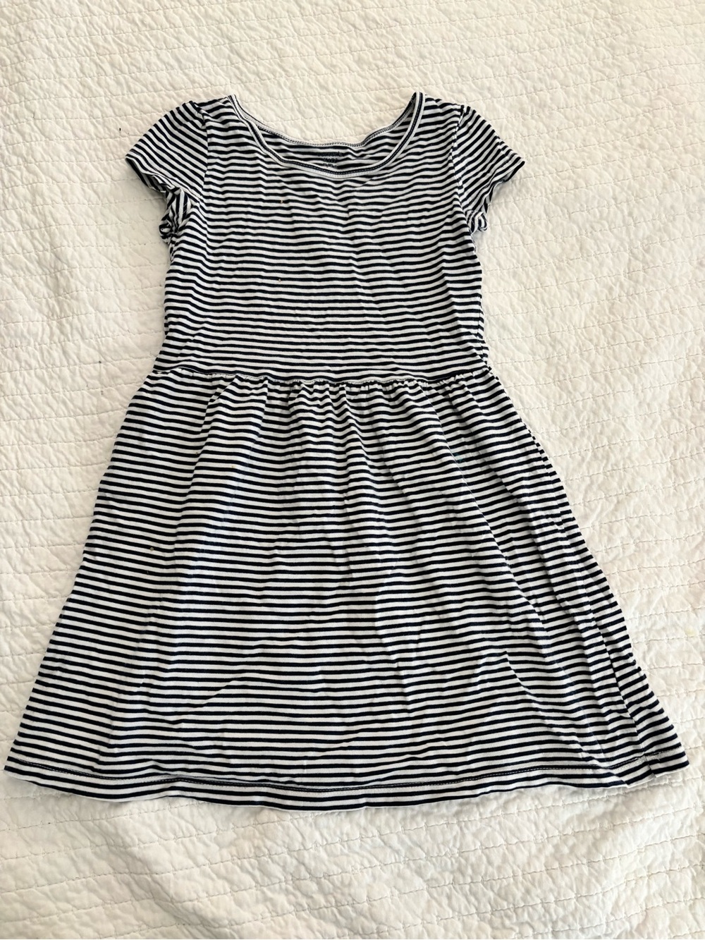 Carter's Black and White Striped Short-Sleeve Knit Dress